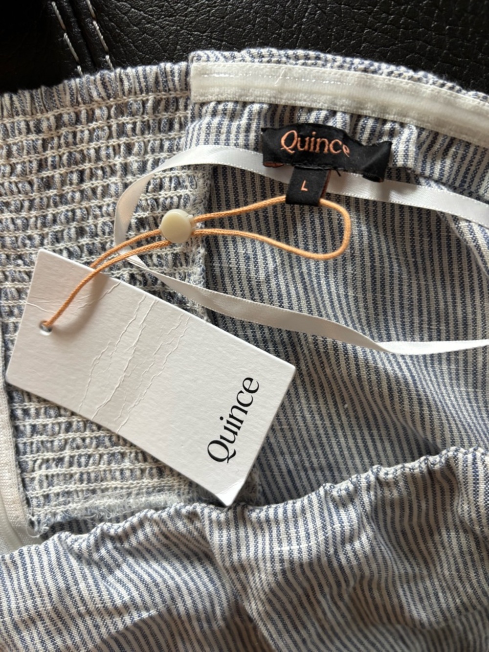 Quince Strapless Blue Linen-Blend Maxi Dress - Picture 3 of 3